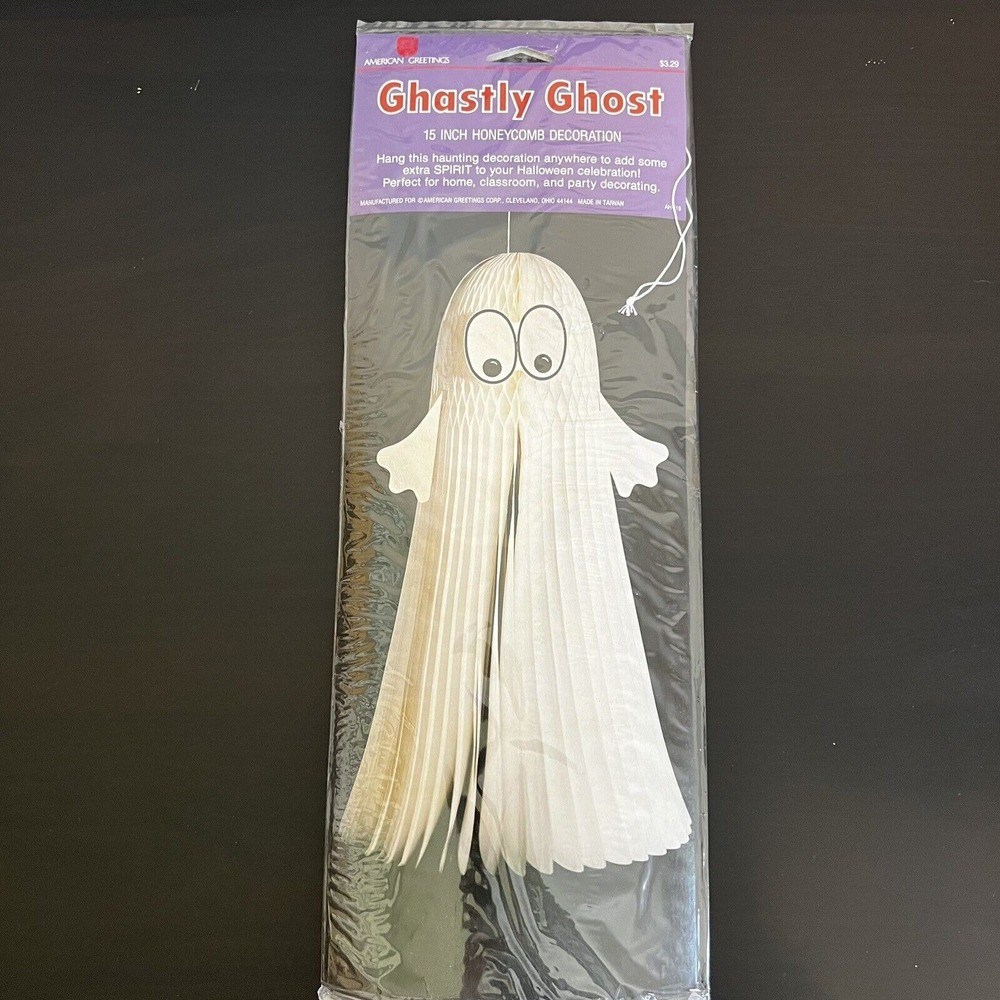 VTG Halloween Ghost Honeycomb American‎ Greetings Decoration Ghastly Ghost 15"